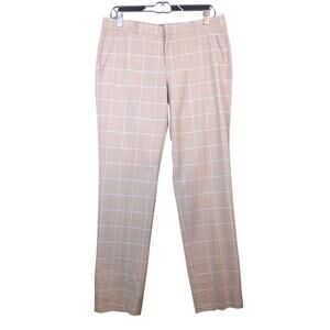 Banana Republic Womens Pants Tan Blue Plaid Ryan Lined Wool Blend Stretch 6